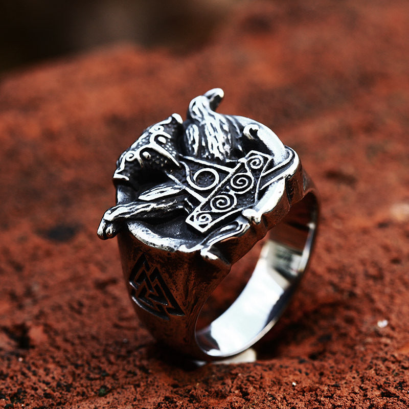 Mjolnir Raven Ring