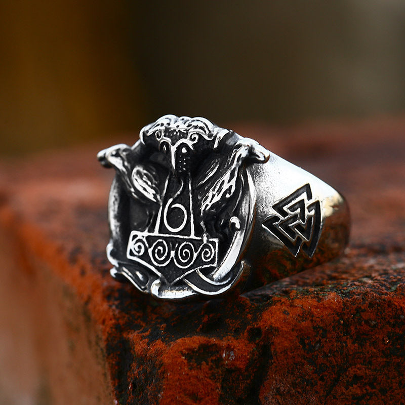 Mjolnir Raven Ring