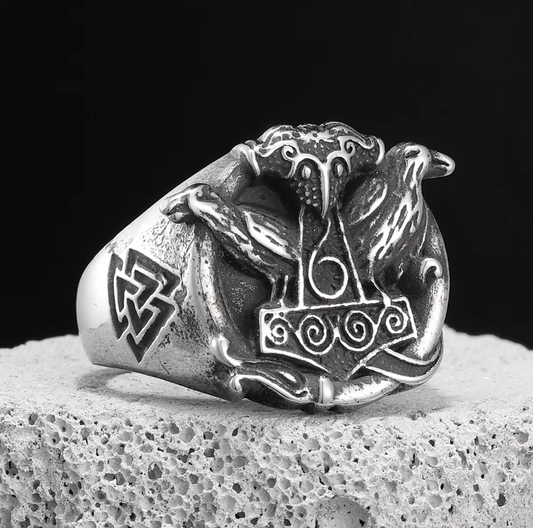Mjolnir Raven Ring