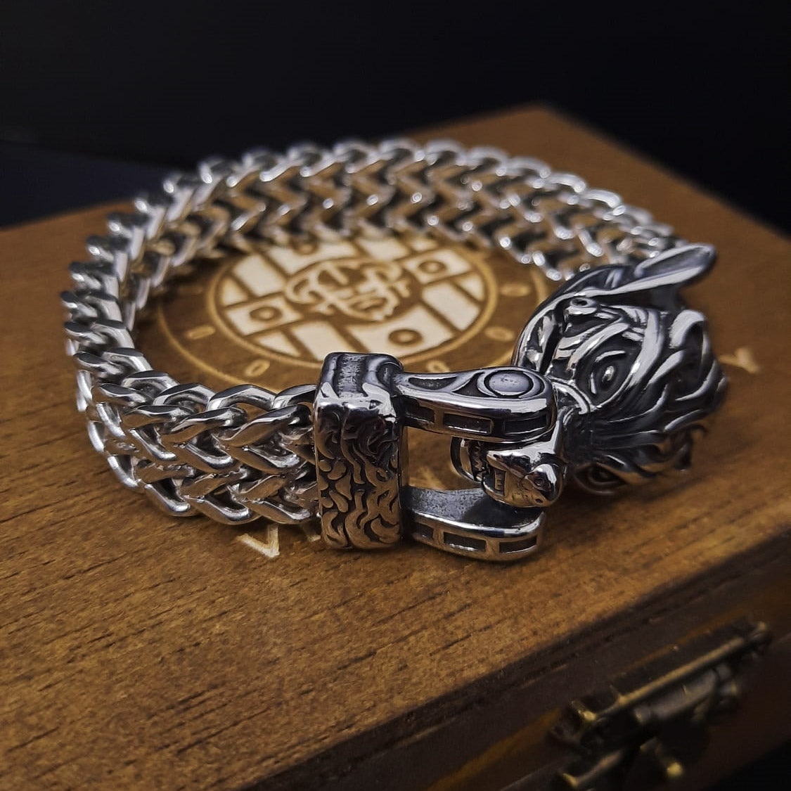 Wolf Steel Bracelet - Viking Century