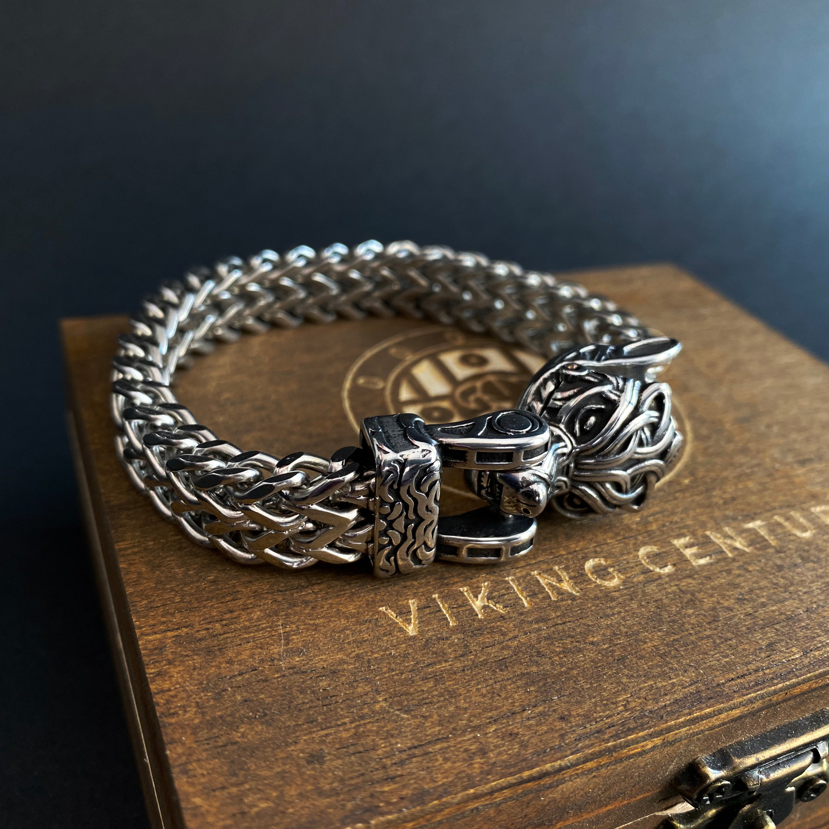 Wolf Steel Bracelet - Viking Century