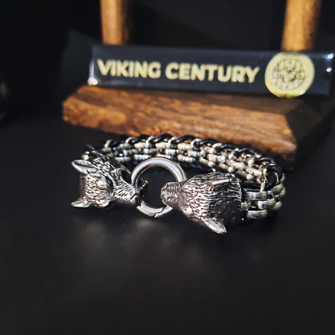 Double Wolf Viking Bracelet