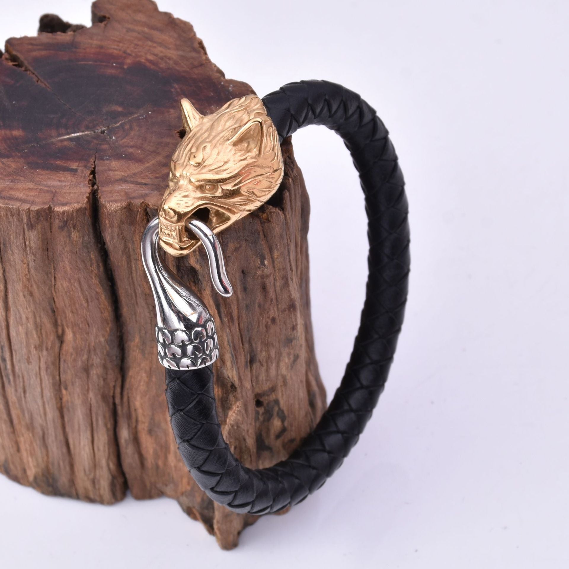 Wolf Head Leather Bracelet