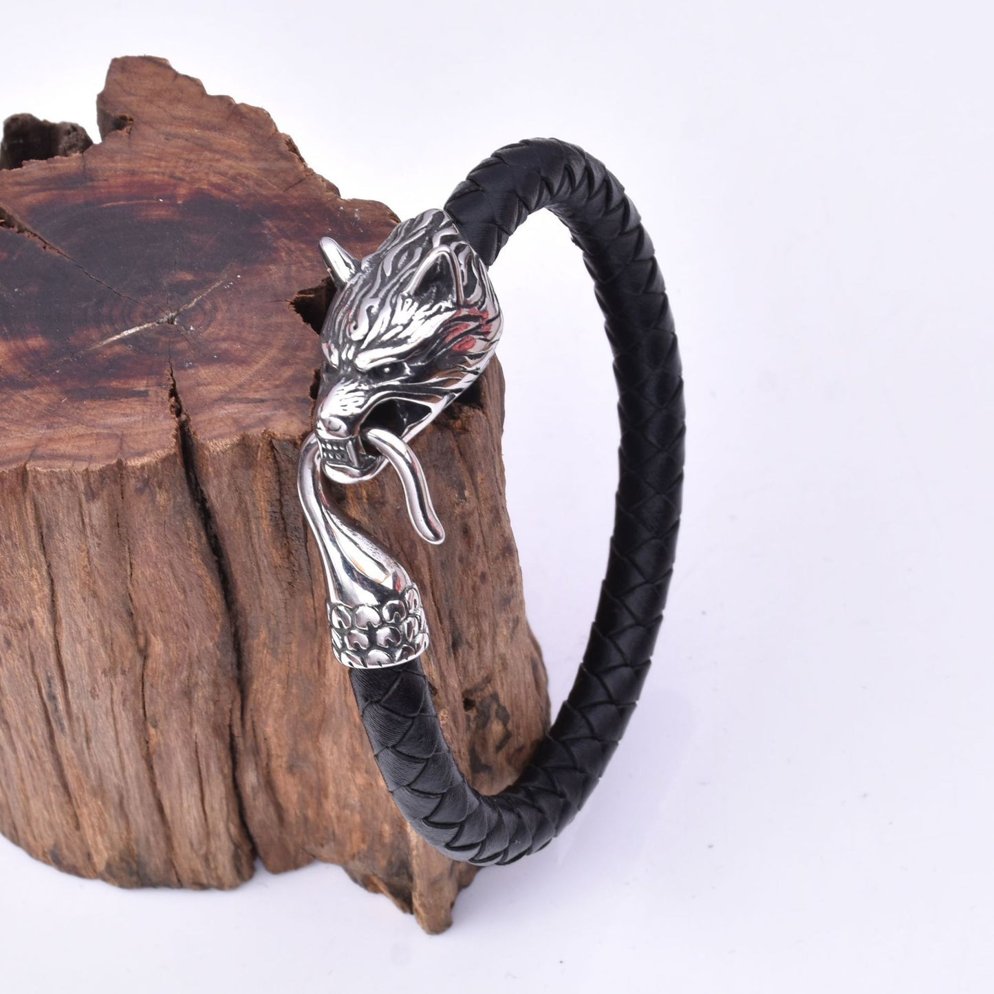 Wolf Head Leather Bracelet