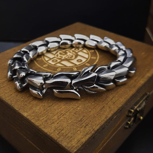 Silver Dragon Bracelet - Viking Century