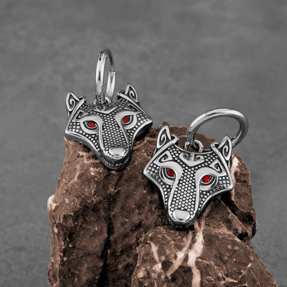 wolf head hoop earrings