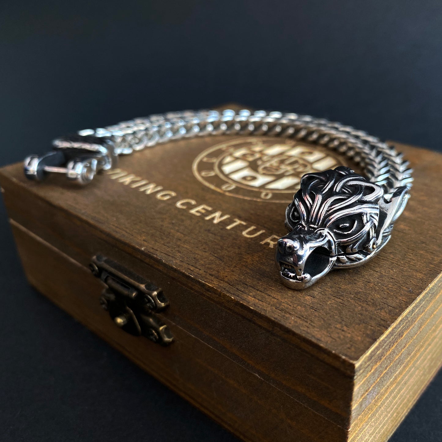 Wolf Steel Bracelet - Viking Century