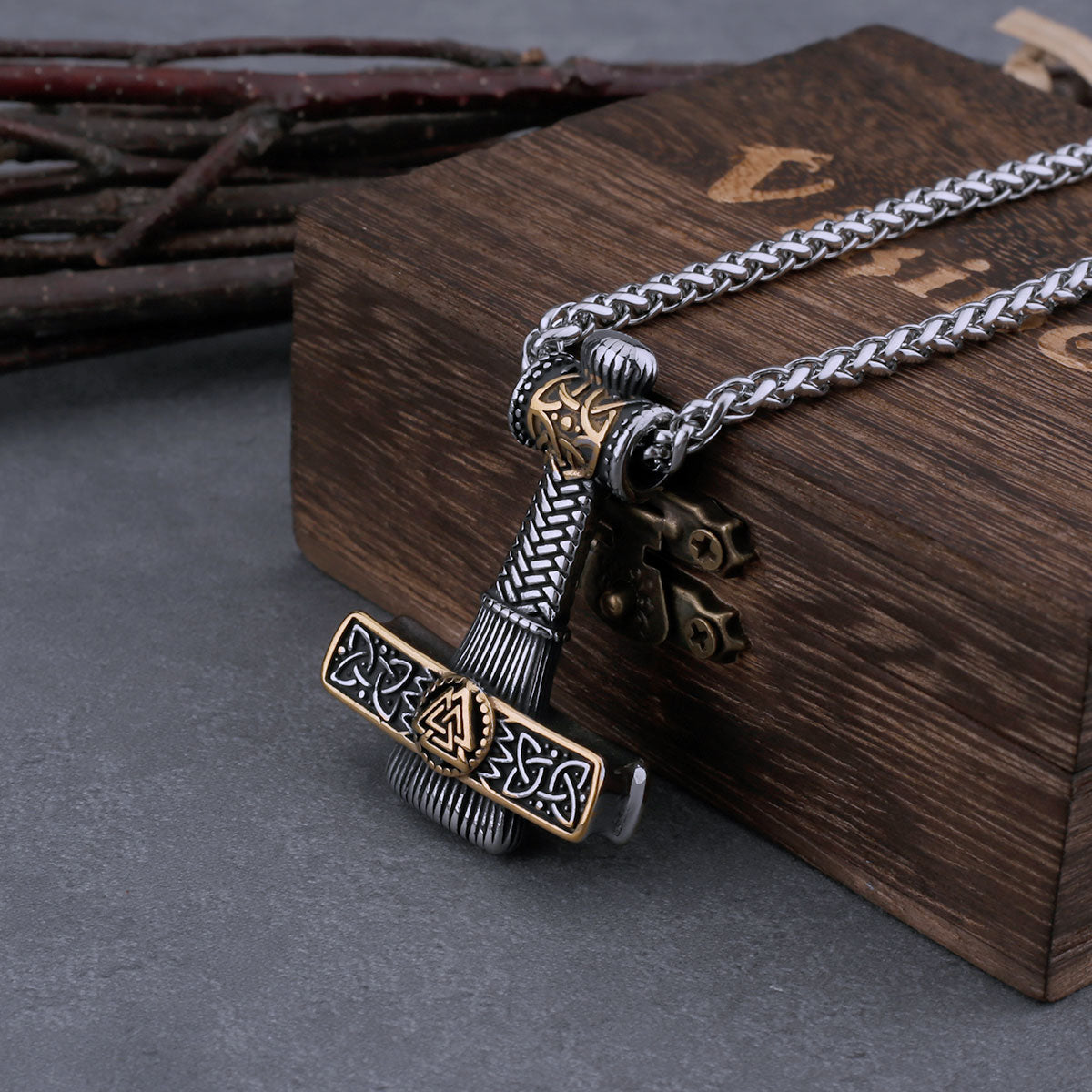 Valknut Hammer Necklace